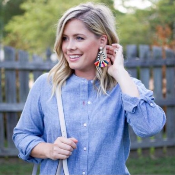 LAST 1! Boho Preppy Multicolor Fringe Earrings - Picture 2 of 6